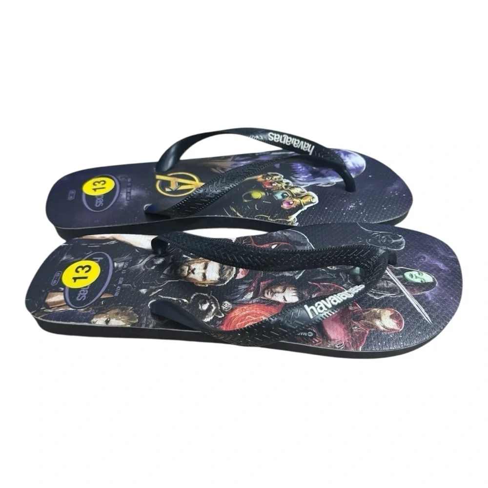Havaianas x Marvel Avengers Flip Flops Sandals Men 13 Guardians Galaxy Black